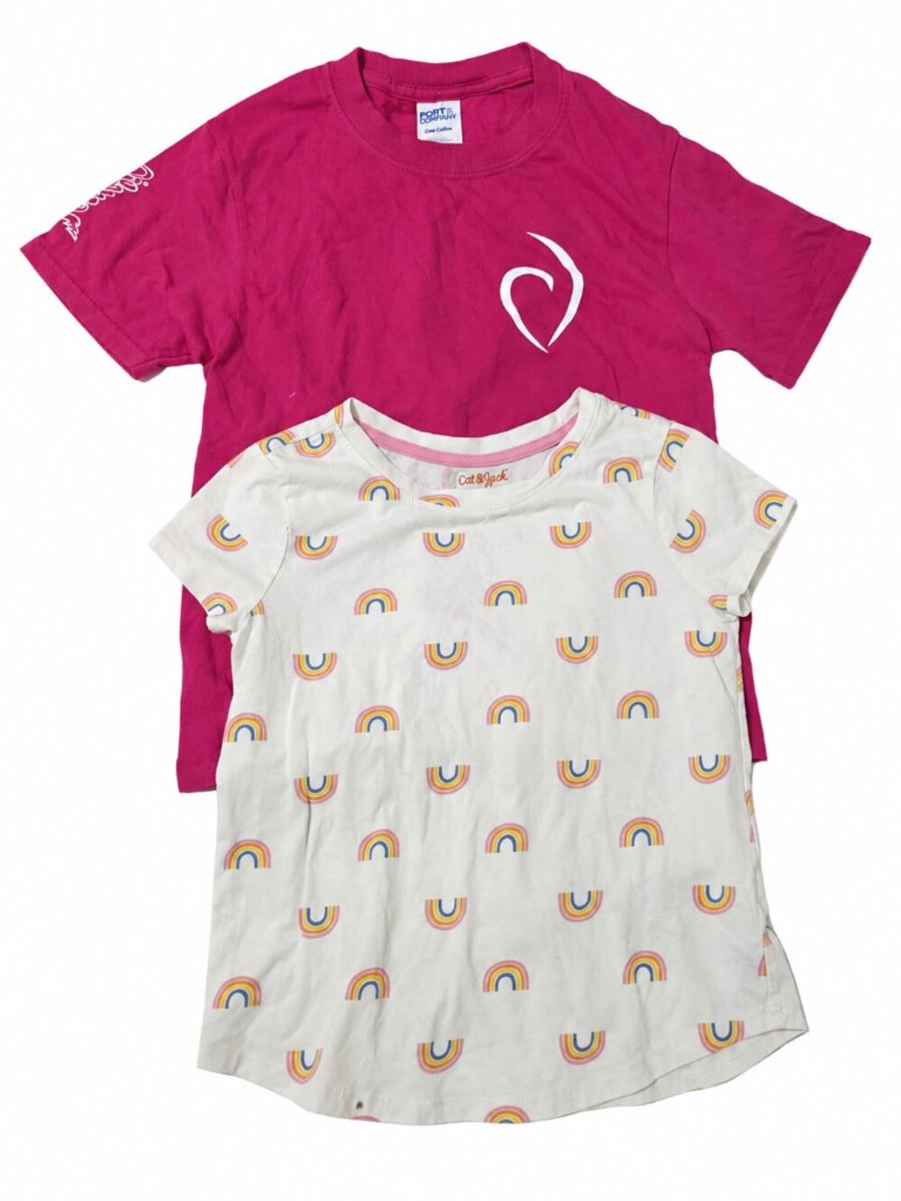 Girls T-Shirt Lot Cat & Jack Rainbow Dig Pink Volleyball Size 6/7